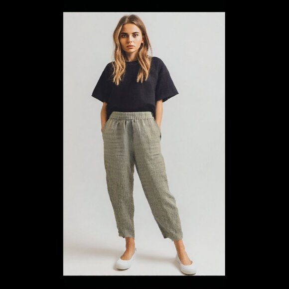 Laura Siegel Anthropologie Charcoal Gray Textured Silk Hemp Pant Size Small - Picture 2 of 9